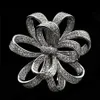 Victorian Vintage Silvertone Micro Pave Clear CZ Ribbon Bow Brooches Circlet Floral Style Bowtie Pin Broach Women Bridal Jewelry 25476956
