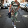 Tracksuits voor heren aankomst tracksuit set vlag serie korte mouwen T -shirt broek Outfits afdrukken ademende casual 2 -delige pakken heren zomer