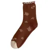 Meias Hosiery Women Meias 2022 Novo moda espessa de inverno de inverno estilo algodão piso Terry Terry Socks abalando flor fofa quente casual de alta qualidade T221102