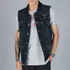 Herrvästar plus storlek 8xl 7xl herr denim väst ärmlösa cowboy jackor tank top kappa knubbiga män väst gilet chalecos para hombre