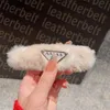 Fur Hair Clips Womens Plush Barrettes Fashion Brand Barrette Letter Triangle Badage Hair Accessories