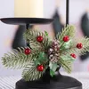 Candle Holders Christmas Table Centerpieces Decorations Holder Artificial Red Berries Pine Cones Candlestick Kitchen Wedding