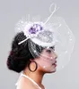 Направления свадебные модные цветочные сетчатые шляпы Millinery White Veils Fedora Свадьба Женщины Женщины Женатые аксессуары для волос MD16022
