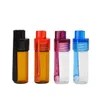 Colorful 36mm 51mm Travel Size Acrylic Plastic Bottle Snuff Snorter Dispenser Glass pill case Vial container box with spoon SN126