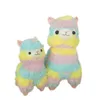 Rainbow Alpaca Plush Doll Simulation Cotton Toy Födelsedagar Toy For Baby Soft Sheep Cuddly Animal Kid Ldren Girl Gift J220729