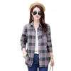 Blouses voor dames Koreaanse stijl lange mouw dames katoenen plaid shirt mode wilde slanke 2022 lente en herfst