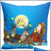 Pillow Case Led Pillow Case Happy Halloween Christmas Lighted Sofa Throw 45X45Cm Home Motif Pillowcase Drop Delivery Garden Textiles Dh0Bo