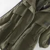 Trench da donna con coulisse autunno giacca a vento da donna con cappuccio colori verde militare/nero per il tempo libero cerniera sport moda capispalla larghi