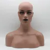 Dark Hud Black Lip Fiberglas Female Mannequin Head Bust för spetsspets smycken och hattdisplay213y5169877