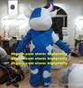 Bleu lait vache autoritaire bétail veau mascotte Costume adulte personnage de dessin animé tenue Costume Image Promotion mariage célébration zz7930