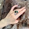Treestone Finger Ring Water Drop Emerald Moonstone White Gold Filled Party Wedding Band Rings for Women Lovar Birthday Jewelry2452170