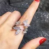 Pierścionki ślubne Caoshi Delikatne latające motyl kształt rozmiar otwarcia dla kobiet Trendy zaręczynowy biżuteria Prezent 3 Kolory Dostępne