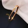 Pulseira xxixx zircão de luxo para mulheres ombros romanos gravados pulseiras de aço inoxidável pulseiras de ouro rosa x-03