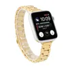 Damski pasek ze stali nierdzewnej do zegarka Apple Watch 6 7 SE 40mm 41mm 44mm 45mm Slim Metal Link bransoletka pasek iWatch Series 5 4 3 38/42mm nadgarstek