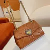 Chain Crossbody Bag Messenger Handbags Shoulder Handbag Genuine Leather Flip Wallet Heart Shaped Hardware Canvas Zipper Pocket