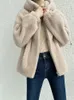 Dames vacht winter vrouwen echte jas dik wollen jas vrouwelijke capuchon kraag warme bovenkleding mode streetwear lagen g187