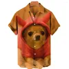 Men's Casual Shirts Women's Hawaiian 3D Cute Dog Print Puppy Pattern Men Girls And Male Short Sleeves Loose Tops 5XL