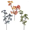 Decorative Flowers Artificial Berry Stem 3 Branches Stamen Berries DIY Christmas Wedding Cake Gift Box Wreaths Decoration