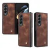 Portfel Połączenia telefoniczne dla Samsung Galaxy Z Fold 4/3 Skin-Seling Solid Kolor PU Skórzany okładka z gniazdami karty