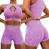 Yoga -Outfits 12pcs Waschstufe Seamless Set Women Gym Crop Top Bra Scrunch Leggings Training Outfit Fitness Wear Sports Anzüge 221108