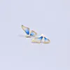 Stud Earrings Simple Enamel Butterfly Wing For Women Soild 925 Sterling Silver 14K Gold Plated Dream Fine Jewelry