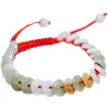 Strand Chinese Traditions Natural Burma Jadeite Red Lucy Bracelet Bangle Handmade Jade Jewelry 9mm Safety Buckle Hand-woven Rope