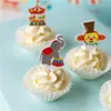 Fournitures de fête 48pcs / pack Cartoon Circus Cake Topper Décorations De Fête D'anniversaire Enfants Baby Shower Outils De Décoration Cupcake Decor Paper