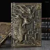 Anteckningsbok europeisk retro 3D tredimensionell drake f￶rtjockad pu pr￤glad anteckningsblock dagbok aff￤rspresentkontor leveranser