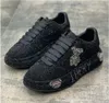 NUOVI uomini ricamo teschio scarpe moda oro nero casual appartamenti scarpe eleganti da uomo firmate mocassini con paillettes piattaforma maschile scarpa da guida 38-44