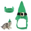 Hondenkleding St Patrick's Day Cat Hat With Collar Puppy Christmas Holiday Bib Santa Green Top voor katten kleine honden