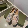 Tasarımcı Ayakkabı Kadınlar Jacquard Espadrille Düz Rahat Ayakkabı Deri Espadrilles Loafers Tuval Moda Lady Kızlar Yaz Beyaz Calfskin Casual Ayakkabı