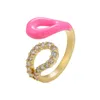 Cluster Ringe Y2K Farbe Emaille Offener Ring mit Kristallstein Chic Kupfer vergoldet Finger für Paar Mädchen Freund Feine Schmuck Geschenke