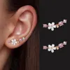 Stud Korean Leaves Earrings For Girls Charm Crystal Flower Personality Party Women Banquet Jewelry Gift Brincos 221107