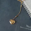 Pendentif Colliers Yun Ruo 18K Gold Couleur Vintage Coeur Collier Collier Femme Bijoux Mode Titanium Acier Accessoire Pas Changer