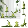 Decoração de festa resina animal ioga sapo estatuetas de artesanato verde jardim