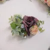 Headpieces Purple Rose Flower Bride Hair Comb Leaf Elegant Women Girl Ornament Wedding Accessories Bridal Headwear