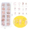 Dekoracje grafiki paznokci 1Box Rose Gold Metal Metalowe plasterki ultracienne płatki metalowe 3D Studs Nit do DIY puste narzędzie manicure