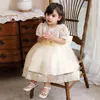 Vestidos de menina Champanhe Mangas curtas Flor Princesa fantasia