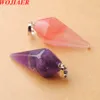 fashion 12pcs natural stone Hexagonal opal pyramid pendants necklaces for women Jewelry charm point wholesale BZ905