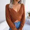 2022 Autumn Knited Sweter Seks w dekolcie ciepłe pullover zimowy sweter wełniany Sweter Kobiety Szczupłe swetry z długim rękawem