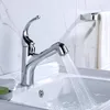 Robinets d'évier de salle de bains Design robinet extractible avec 2 fonctions bec mitigeur d'eau monté sur bureau Chrome de haute qualité