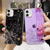 Bling Glitter Wel Strap Telefone para iPhone 12 11 13 14 Pro Max XR XS Max X 7 8 Plus 11 13PRO 14 TAPA traseira transparente suave