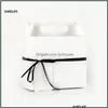 Emballage cadeau Emballage cadeau 20pcs boîte de papier kraft européen emballage de gâteau de bonbons de mariage étui portable grande taille 14 5x6 5x16cm avec carte et nervure Dhyno