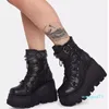 Boots Women Punk Gothic Motorcycle Platform Chunky High Heel Ankle Boot Ladies Cool Wedge Woman Black Female Shoes 221108