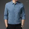 Männer Casual Hemden Cord High-End Luxus Solide Lose Fit Langarm Männer Hemd Herbst Winter Hohe Qualität Weichen bequem Camisa