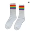 Men's Socks Winter Rainbow Striped Cotton For Women Black/e Sport Girls College Style Sock Fashion Bottom Party B6g9