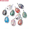 cute egg-shaped pendant the tree of life crystal zircon Inlaid natural stone jewelry making for women necklace BE914