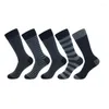 Men's Socks Men's 3 Pairs Men Large Size Fashion Business Dress High Quality Stripe Black Gray Pure Cotton Sock EU42-48