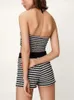 Women's Tracksuits Women's 2 Piece Knitted Skirt Set Off Shoulder Tube Crop Top Wrap Sexy Bodycon Mini Dress Night Club Outfits