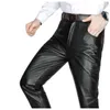 Pantalons pour hommes Hommes Automne Cuir et hiver Black Cowskin Droite Jeunesse Épaissie Casual Crayon Pantalon